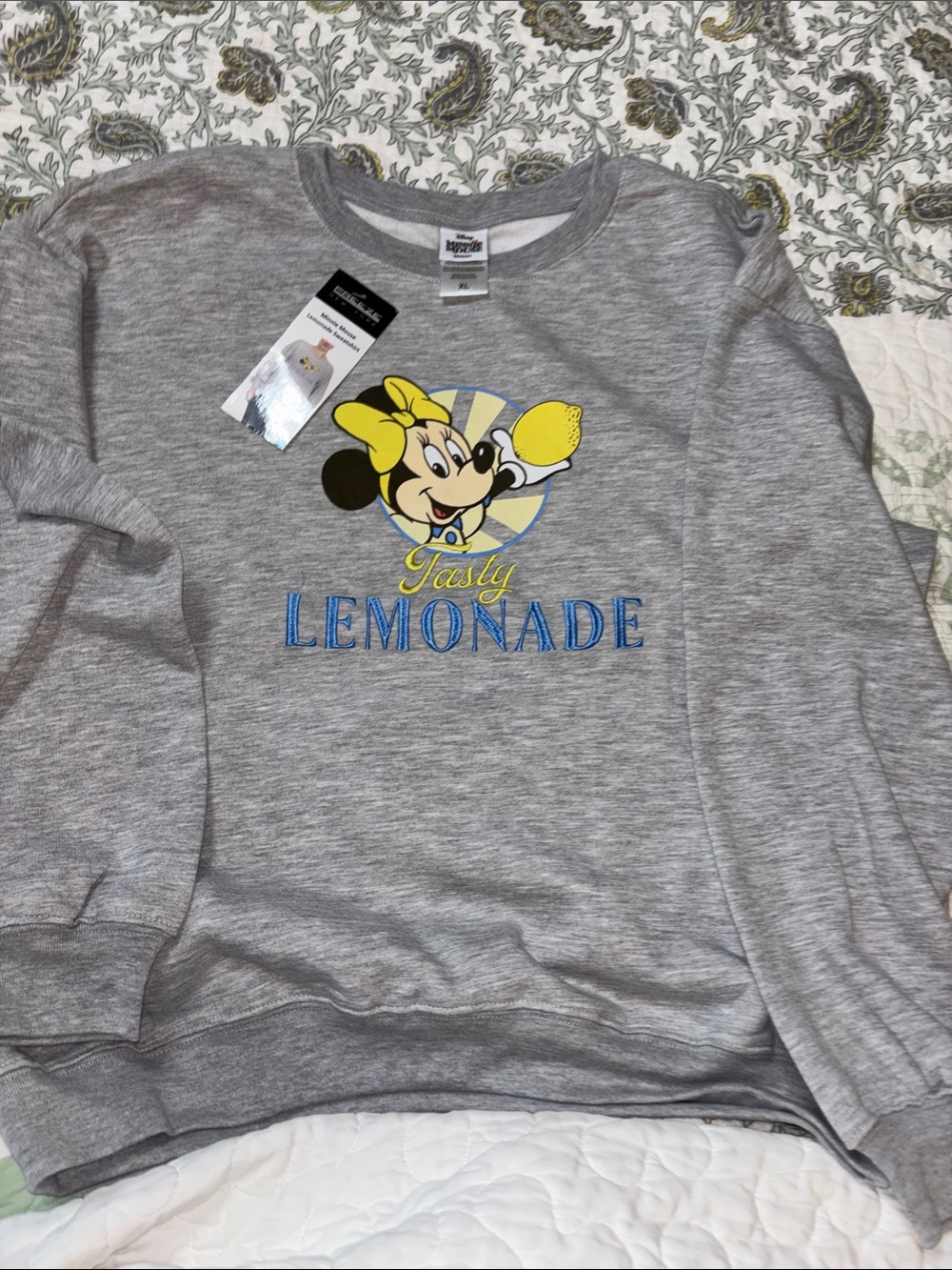 Disney Gray Sweatshirt with Minnie Lemonade Graphic